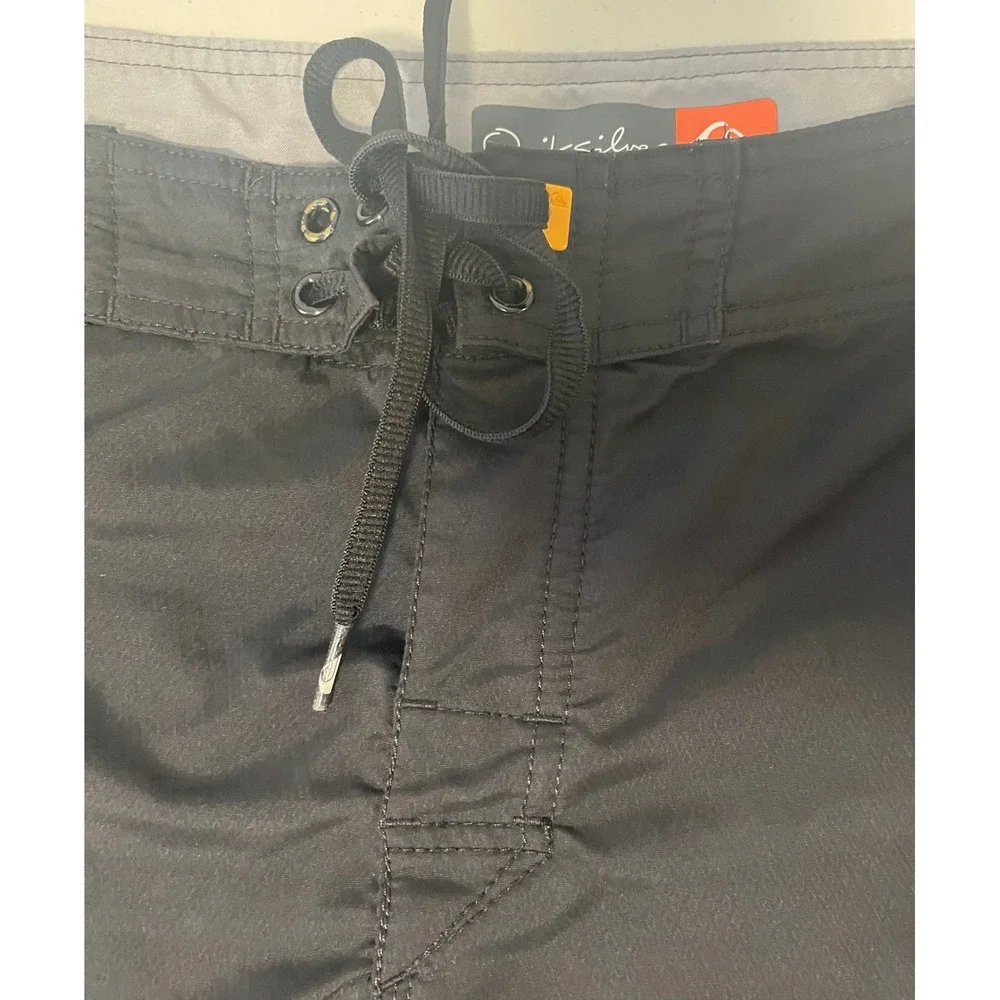 Quiksilver Mens Black Board Shorts Swim Trunks Size 38 Contrast Stitch